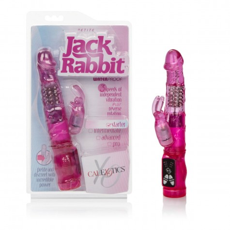 Розовый вибромассажер Petite Jack Rabbit - 24 см.