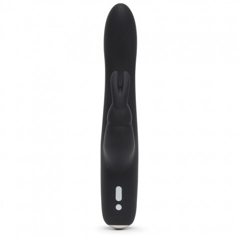 Черный вибратор с клиторальным отростком Greedy Girl Slimline Rabbit Vibrator - 22,8 см.