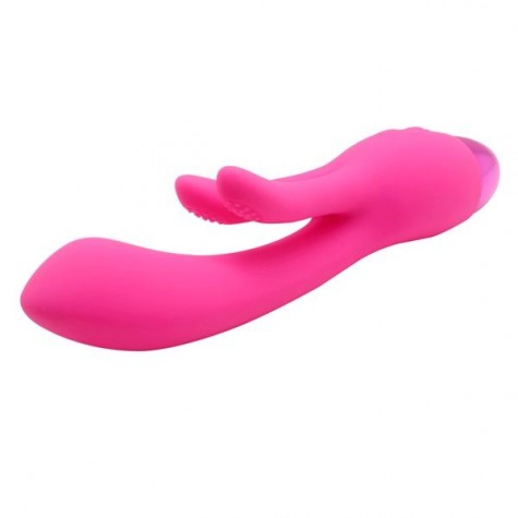 Розовый вибратор INDULGENCE Rechargeable Frolic Bunny - 18,7 см.