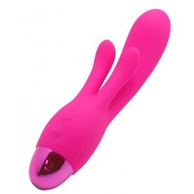 Розовый вибратор INDULGENCE Rechargeable Frolic Bunny - 18,7 см.