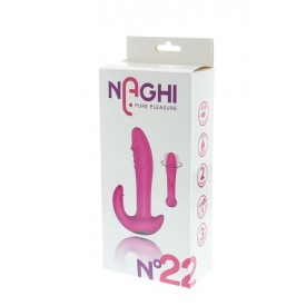 Розовый вибратор-ротатор с дополнительным отростком NAGHI NO.22 RECHARGEABLE DUO VIBRATOR